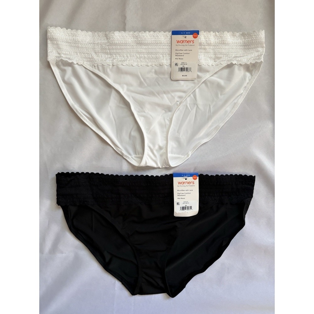 NEW Warners No Pinching No Problems Lace Bikini 5509 Womens Size XLarge 2 Pair